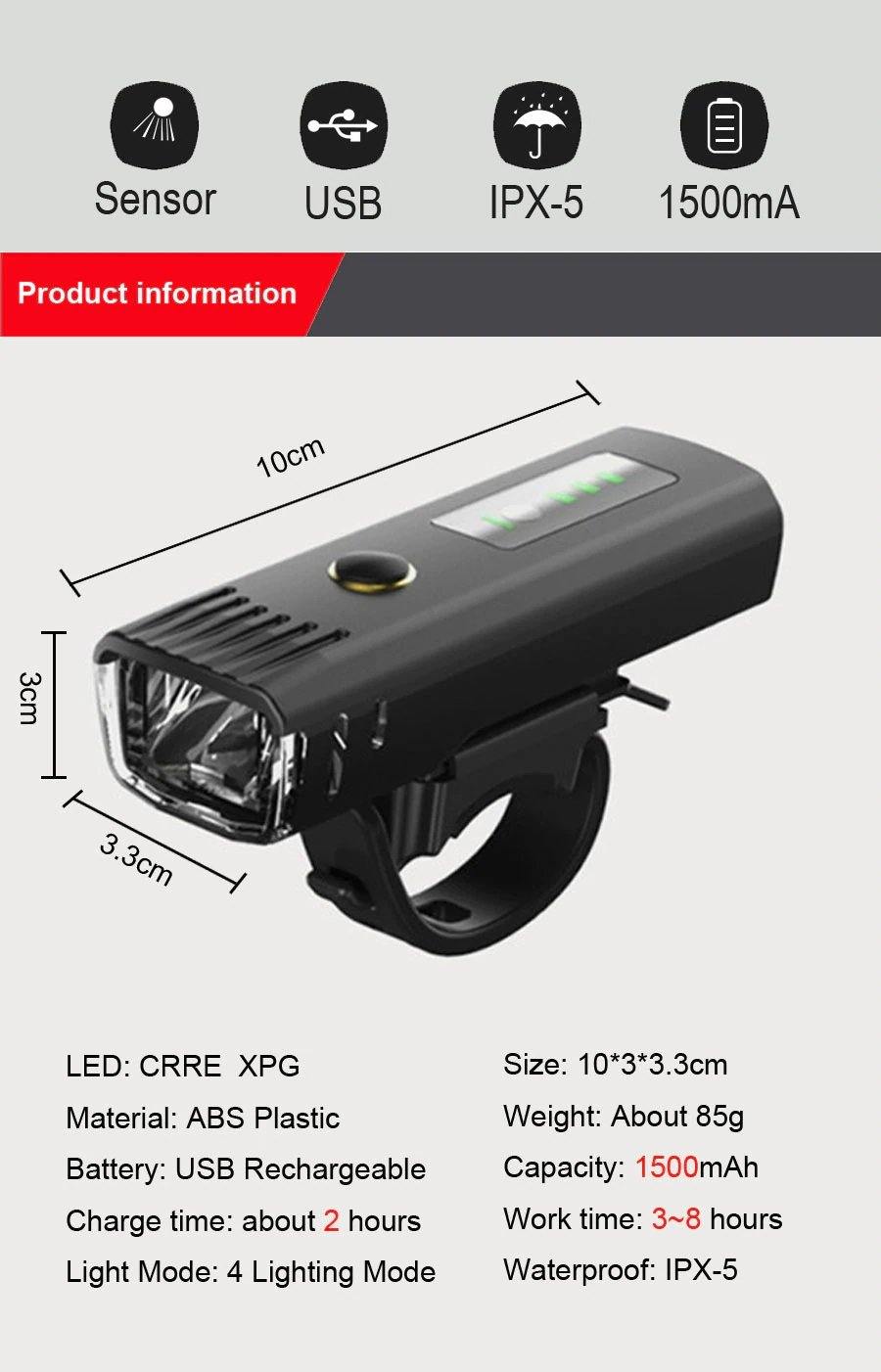 Rechargeable Bike Light - Beargoods Rechargeable Bike Light Beargoods.co.uk 24.99 Beargoods