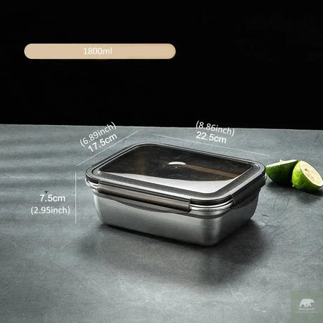 1x 304 Stainless Steel Lunch Bento Box Family Refrigerator Food Storage Containers Portable Outdoor Lunch Boxes Beargoods