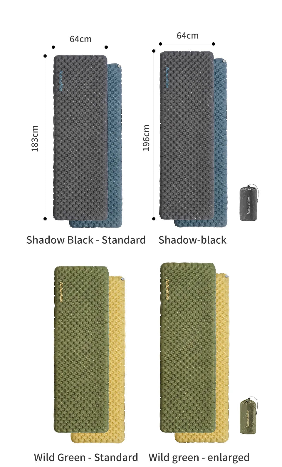 Naturehike Inflatable Camping Mat 3.5 R-Value Lightweight Sleeping Pad 20D Nylon TPU Air Mattress for Hiking Backpacking Beach Beargoods