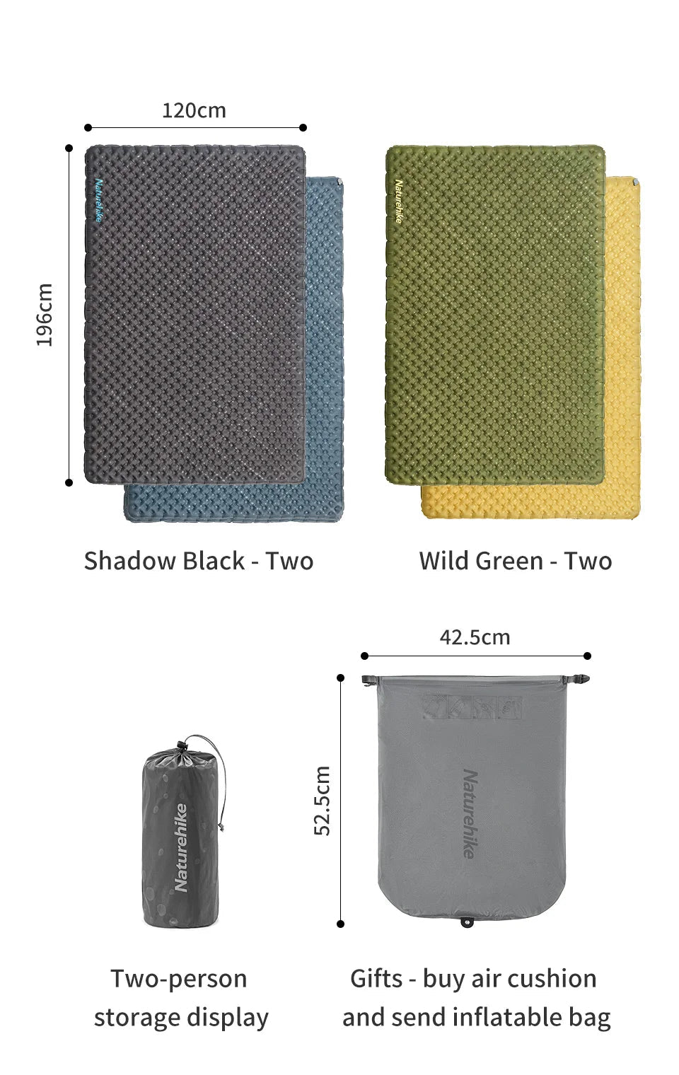 Naturehike Inflatable Camping Mat 3.5 R-Value Lightweight Sleeping Pad 20D Nylon TPU Air Mattress for Hiking Backpacking Beach Beargoods