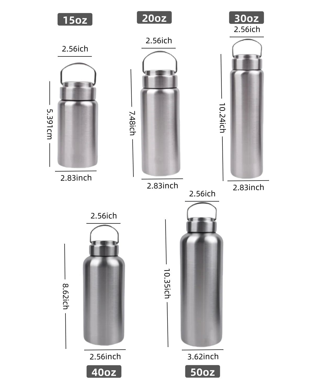1pc Large Capacity Stainless Steel Sport Water Bottle Single-layer Rugged Water Cup Metal Bottle Drinkware Camping Sports Gym Beargoods