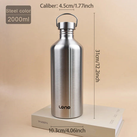 2L Drink Bottle for Sport Large Capacity Stainless Steel Sport Bottle Single-Layer Water Cup Metal Flask Drinkware Camping Sport Beargoods