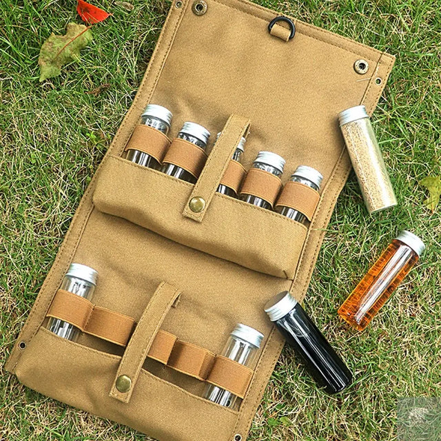Barbecue Seasoning Storage Bag, Including 10 Bottles, Suitable For Outdoor Camping And Picnics, Seasoning Bottle Storage Bag Beargoods