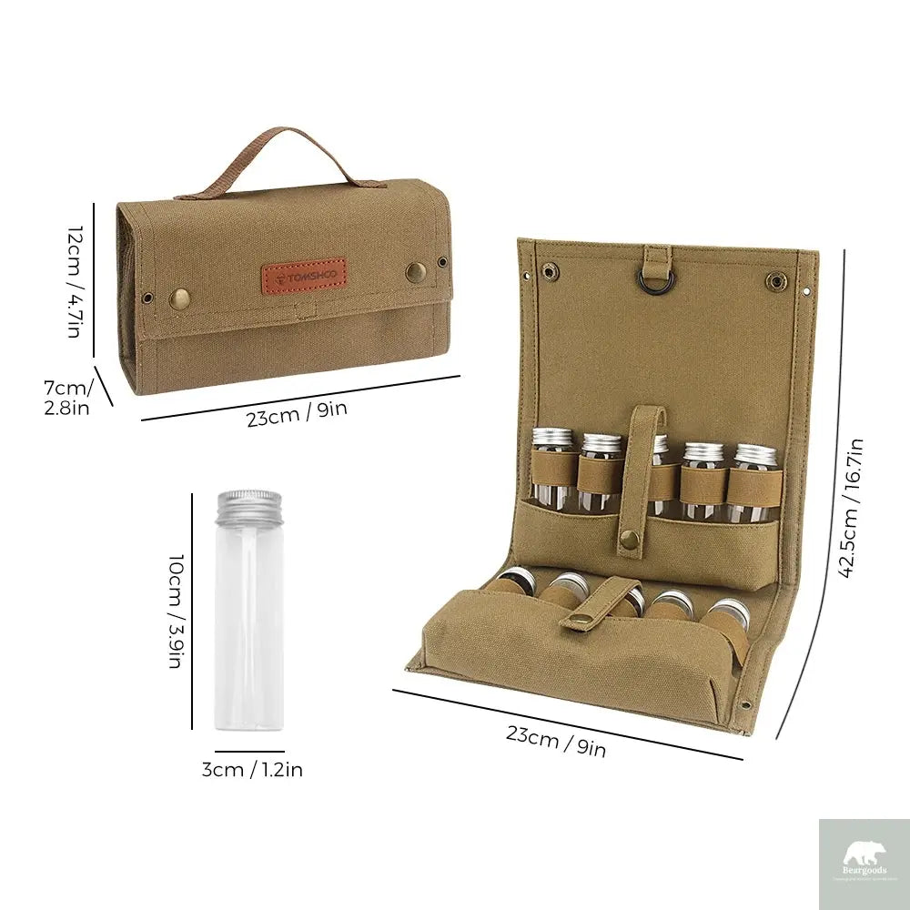 Barbecue Seasoning Storage Bag, Including 10 Bottles, Suitable For Outdoor Camping And Picnics, Seasoning Bottle Storage Bag Beargoods