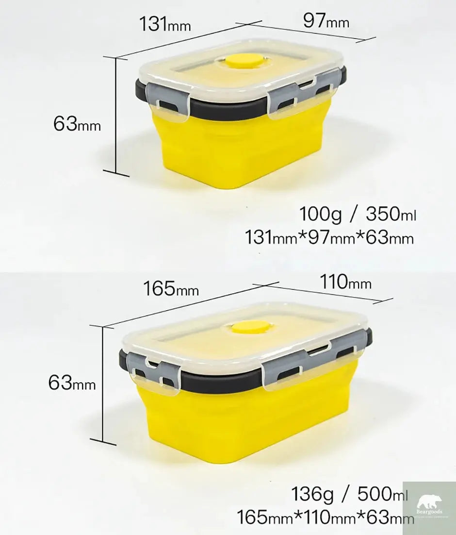 1 PCS Silicone Folding Lunch Box Food Grade Square Portable Microwave Oven Lunch Box Outdoor Travel Picnic Preservation Box Beargoods