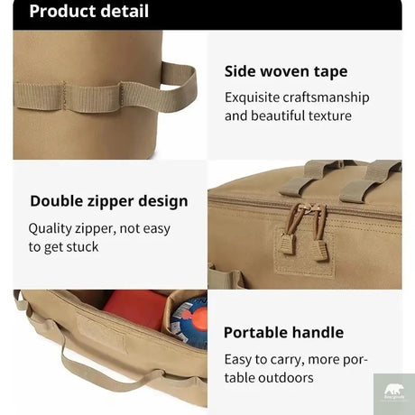 Outdoor Camping Gas Tank Storage Bag Large Capacity Ground Nail Tool Bag Gas Canister Picnic Cookware Utensils Kit Bag Beargoods
