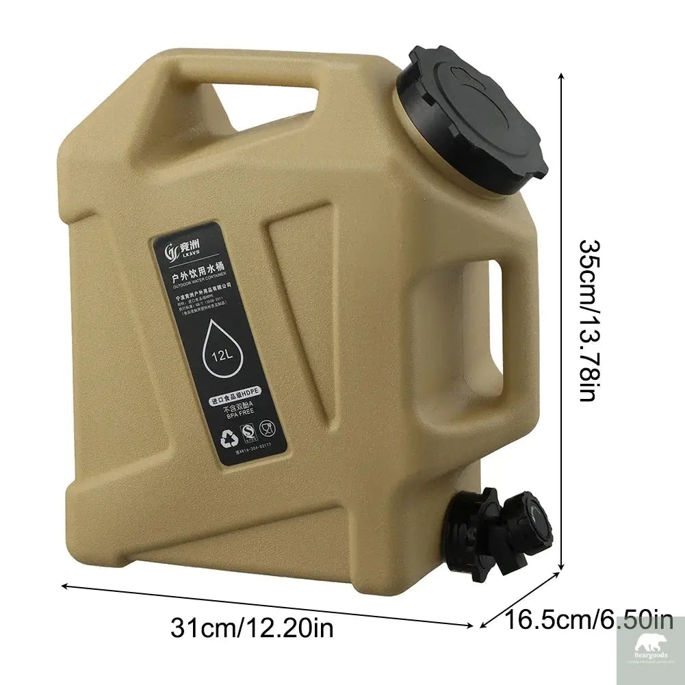 12L Camping Water Container Outdoor Water Bucket Large Capacity Portable Water Bag Detachable Faucet Picnic Drive Water Tank Beargoods