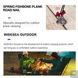 Widesea 4Pcs/set Camping Adjustable Plank Spiral Shaped Fish Bone Deck Carabiner Wind Rope Buckles Tent Stakes Hook Board Peg Beargoods