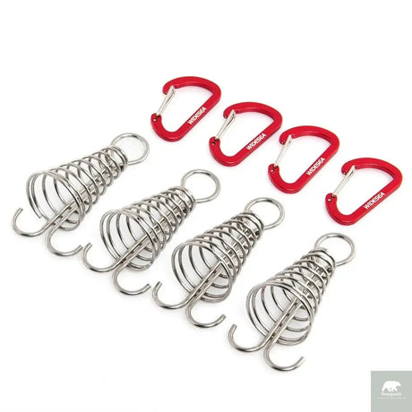 Widesea 4Pcs/set Camping Adjustable Plank Spiral Shaped Fish Bone Deck Carabiner Wind Rope Buckles Tent Stakes Hook Board Peg Beargoods