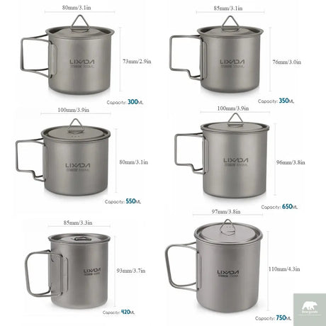 300ML/450ML/550ML/650ML/750ML Ultralight Titanium Cup Beargoods