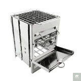 Square Wood Burning Camping Stove Outdoor Survival BBQ Mini Grill BBQ Outdoor Camping Firewood Folding BBQ Picnic Stove Beargoods