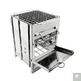 Square Wood Burning Camping Stove Outdoor Survival BBQ Mini Grill BBQ Outdoor Camping Firewood Folding BBQ Picnic Stove Beargoods