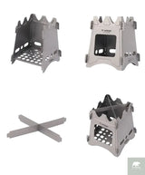 Tiartisan Titanium Outdoor Foldable Wood Stove Hiking Picnic Ultralight Portable Fire Burner Stove Multi-purpose Camping gear Beargoods
