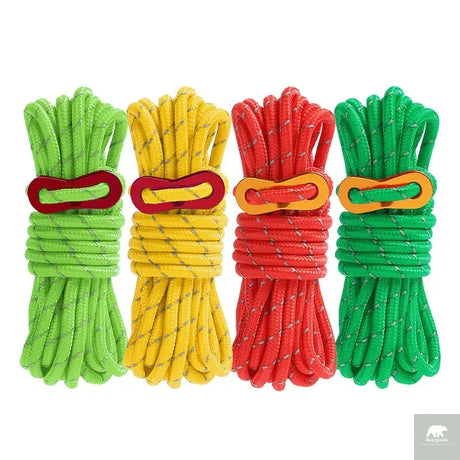 4M Durable Tent Rope Luminous High Reflective Tent Rope with Buckle Multi-Function Sturdy Tent Rope for Outdoor/Beach/Camping Beargoods