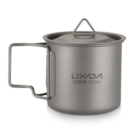 Lixada Titanium Pot Water Cup Mug with Lid Handle Folding Spork Outdoor Water Mugs Pot Camping Picnic Backpacking Cookware Beargoods