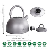 Boundless Voyage Outdoor Ultralight  Big Capacity Pot with Warning Buzzer 2L Titanium Kettle for Boiling Water Coffee Tea Beargoods