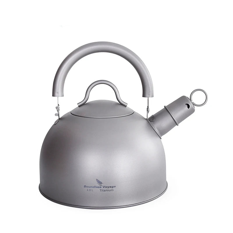 Boundless Voyage Outdoor Ultralight  Big Capacity Pot with Warning Buzzer 2L Titanium Kettle for Boiling Water Coffee Tea Beargoods