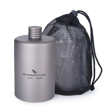 Boundless Voyage 200ml Titanium Pocket Flagon Camping Portable Alcohol Bottle Drink Sports Outdoor Hip Flask Picnic Wine Bottle Beargoods
