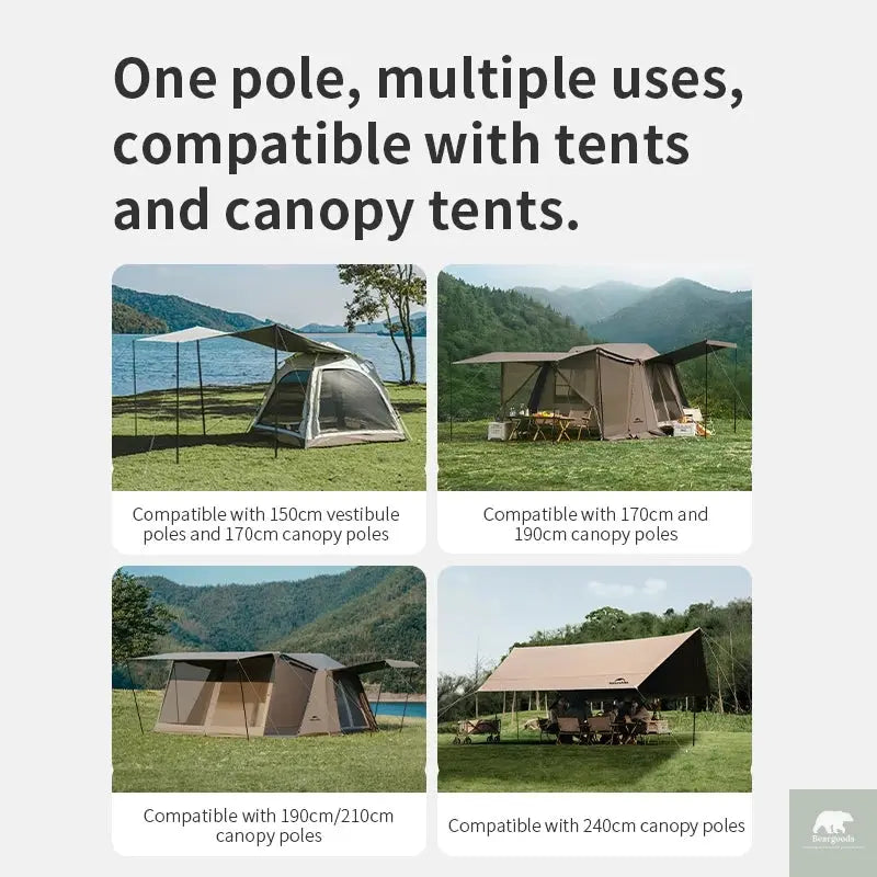 Naturehike Canopy Poles 2pcs High Strength Reinforced Multi-Purpose Support Pole Outdoor Camping Tents Porch General Steel Pipe Beargoods