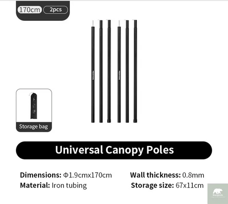 Naturehike Canopy Poles 2pcs High Strength Reinforced Multi-Purpose Support Pole Outdoor Camping Tents Porch General Steel Pipe Beargoods