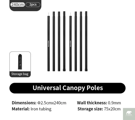 Naturehike Canopy Poles 2pcs High Strength Reinforced Multi-Purpose Support Pole Outdoor Camping Tents Porch General Steel Pipe Beargoods