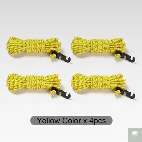 4Pcs Outdoor Guy Lines Tent Cords Reflective Camping Rope with Aluminum Guylines Adjuster Tensioner Pouch for Tent Tarp Canopy Beargoods