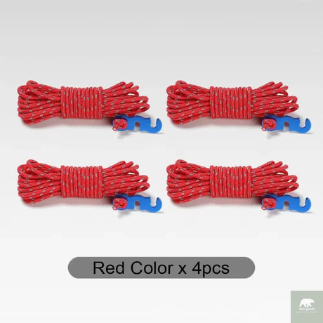 4Pcs Outdoor Guy Lines Tent Cords Reflective Camping Rope with Aluminum Guylines Adjuster Tensioner Pouch for Tent Tarp Canopy Beargoods