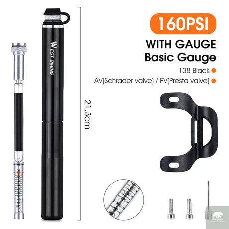 High Pressure Bicycle Pump with Pressure Gauge Beargoods