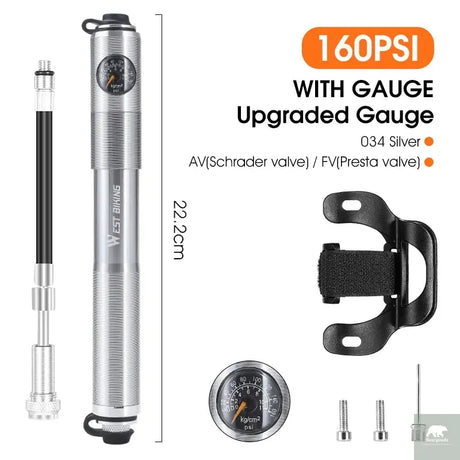 High Pressure Bicycle Pump with Pressure Gauge Beargoods