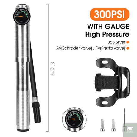 High Pressure Bicycle Pump with Pressure Gauge Beargoods