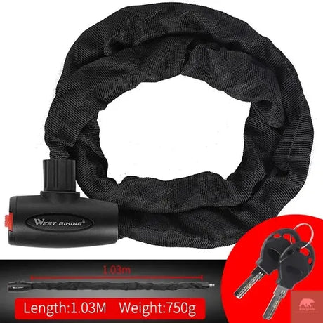 Bicycle Anti-Theft Chain Lock with 2 Keys Beargoods