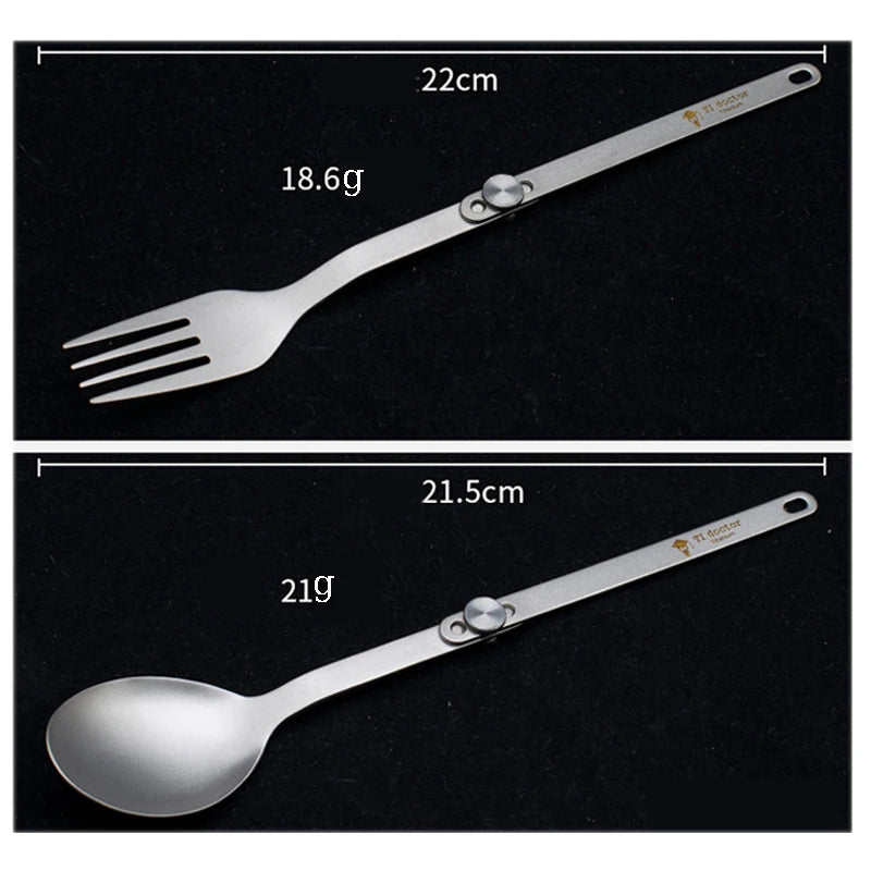 Pure Titanium Cutlery Spoon Fork Folding Outdoor Camping Home Portable Picnic Equipment Backpacking Travel Hiking Tableware Beargoods