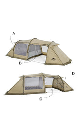 Naturehike Aries Tunnel Tent Camping Outdoor Travel 4 Season Extended Loop Tent For 4-6 Person Geodesic Double Layer Large Tent Beargoods