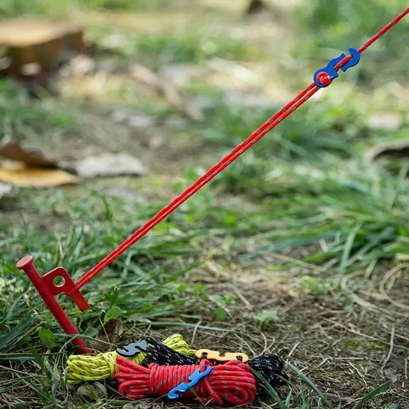 4Pcs Outdoor Guy Lines Tent Cords Reflective Camping Rope with Aluminum Guylines Adjuster Tensioner Pouch for Tent Tarp Canopy Beargoods