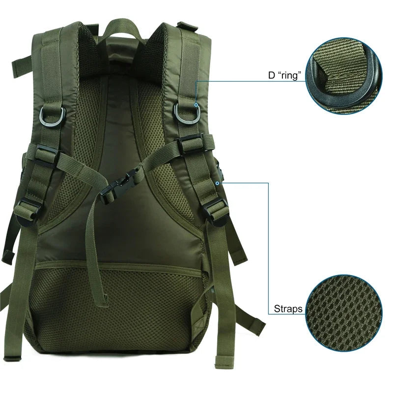 Nylon Waterproof Backpack Climbing Travel Bags Lightweight Hiking Backpacks Outdoor Sport School Bag for Men Women Black Beargoods