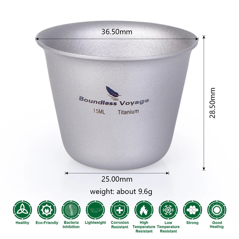 Boundless Voyage 3pcs Titanium Cup Set Mini Wine Glasses for Outdoor Camping Picnic Drinkware Tea Sake Mugs Party Flask Flagon Beargoods