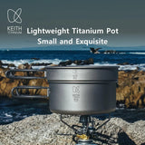 KEITH Pure Titanium 2-Piece Cookware Set (800ml+1250ml), Ultralight Pot & Pan with Mesh Bag for Camping Backpacking Hiking Beargoods