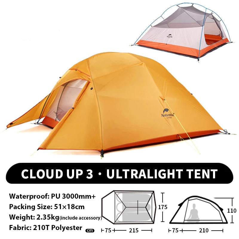 Naturehike Cloud Up 1 2 3 Person Camping Tent Ultralight Waterproof Trekking Tents Hiking Backpacking Shelter Tent Travel Tent Beargoods