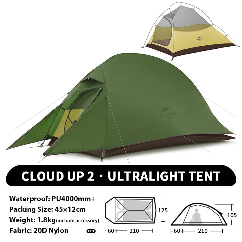 Naturehike Cloud Up 1 2 3 Person Camping Tent Ultralight Waterproof Trekking Tents Hiking Backpacking Shelter Tent Travel Tent Beargoods