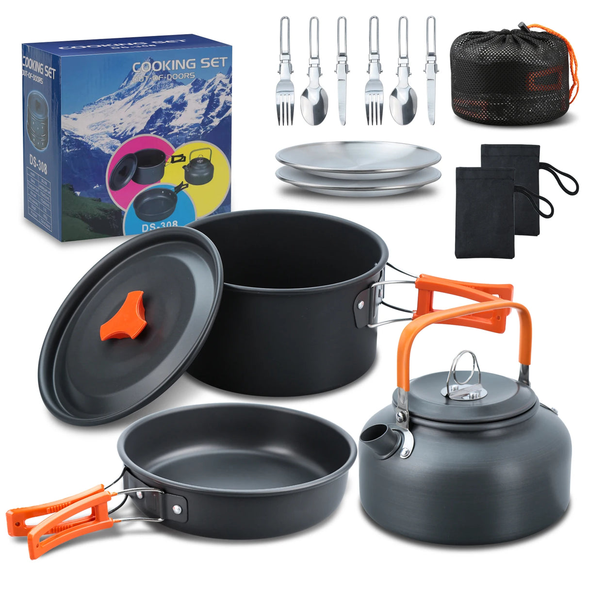 16pcs Camping Pot pan Set