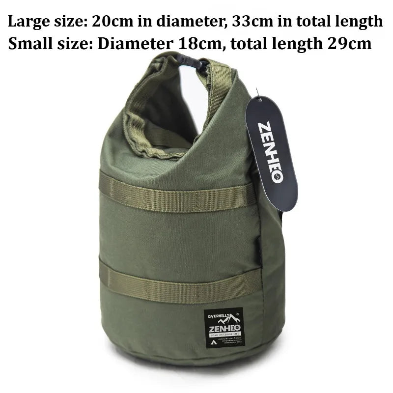 500D Nylon Round Bottom Roll Top Storage Bag Outdoor Camping Cookware Pot Carrier Picnic Lunch Box Organizer Hiking Gear Pouch Beargoods