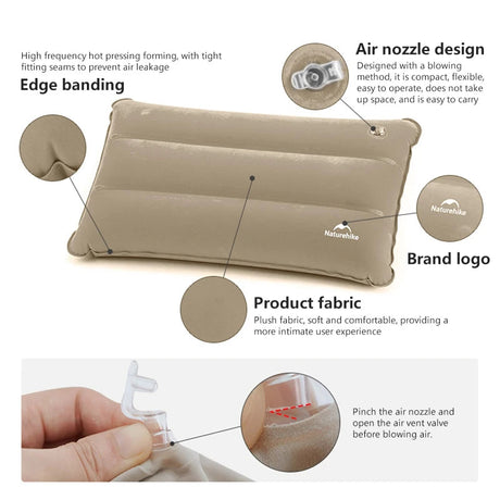 Naturehike Square Inflatable Pillow Outdoor Camping Hiking Ultralight Travel Portable Airplane Folding Pillows Soft Comfortable Beargoods