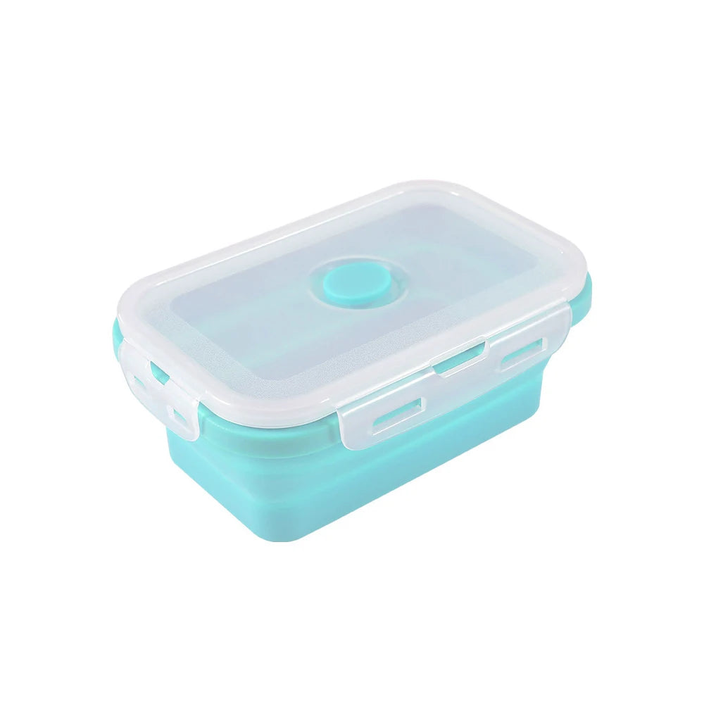 1 PCS Silicone Folding Lunch Box Food Grade Square Portable Microwave Oven Lunch Box Outdoor Travel Picnic Preservation Box Beargoods