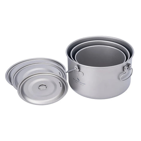 Boundless Voyage Titanium Pot Camping Cookware Hanging Soup Pot with Lid Outdoor Cooking Kit Lightweight Kitchen Ware Tableware Beargoods
