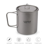 Titanium Mug with Lid Handle for Outdoor Camping