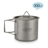 Lixada Titanium Pot Water Cup Mug with Lid Handle Folding Spork Outdoor Water Mugs Pot Camping Picnic Backpacking Cookware Beargoods