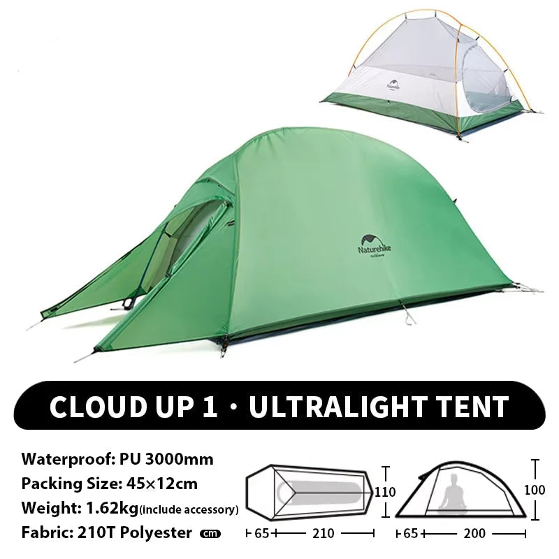 Naturehike Cloud Up 1 2 3 Person Camping Tent Ultralight Waterproof Trekking Tents Hiking Backpacking Shelter Tent Travel Tent Beargoods