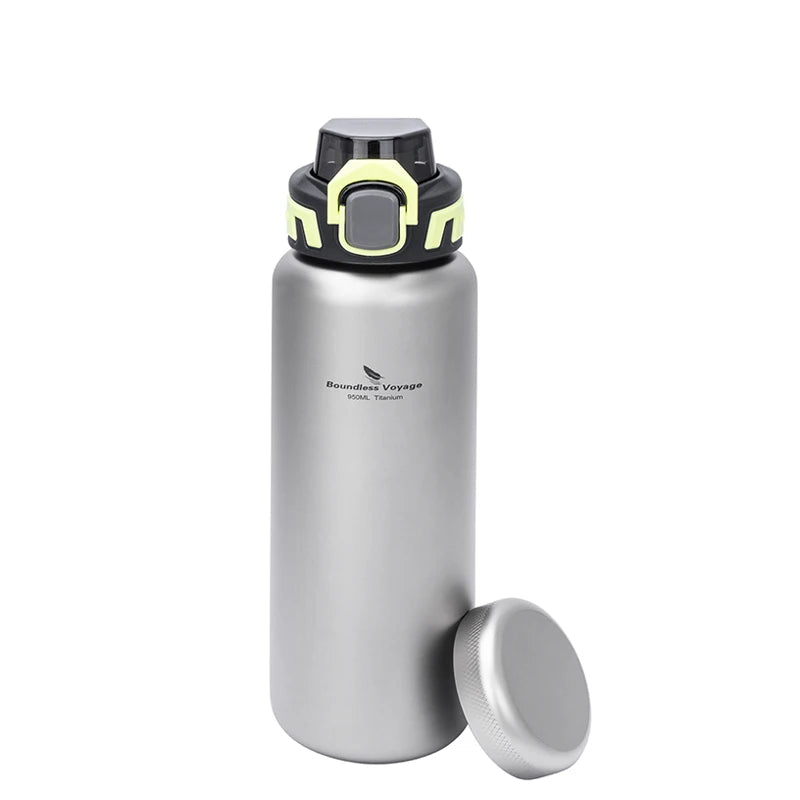 Boundless Voyage Titanium Water Bottle 0.95L Wide Mouth & Leakproof Flask Single Layer Canteen for Backpacking Travel Camp 3018D Beargoods