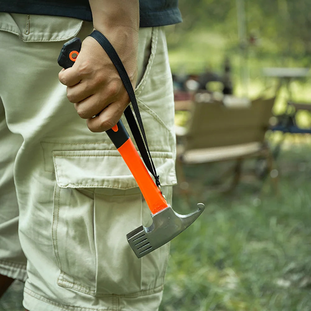 Portable Carbon Steel Camping Tent Hammer Multifunction Tool - Peg Stake Puller Mallet Awning Canopy Remover Extrator Beargoods