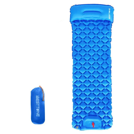 WESTTUNE Camping Inflatable Mattress Ultralight Outdoor Sleeping Pad with Pillow Built-in Pump Air Mat for Backpacking Hiking Beargoods